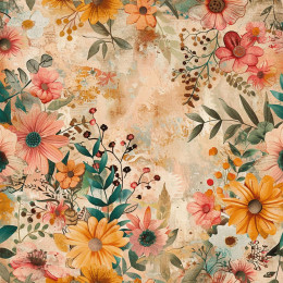 AUTUMN FLOWERS  PAT. 4 - Linen 100%