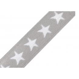 Printed Elastic width 20 mm Stars - grey