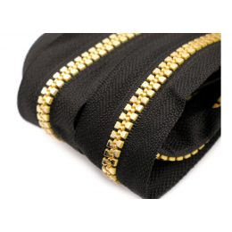 Plastic zipper tape 5 mm - gold/ black