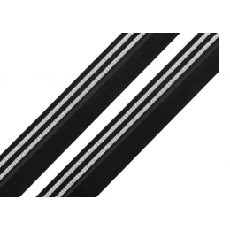 Elastic edge with stripes 20 mm - black / silver
