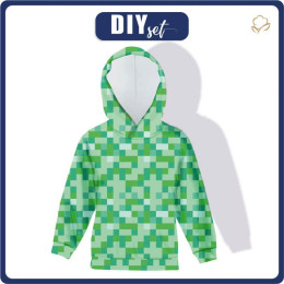 KIDS HOODIE (ALEX) - PIXELS (GREEN) - sewing set