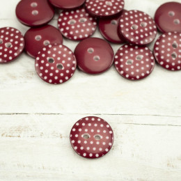 Plastic button with dots middle - maroon