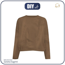 HOMEWEAR velour sweatshirt "EVA" - COFFEE WITH MILK - sewing set