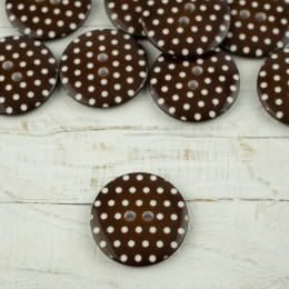 Plastic button with dots big - dark brown