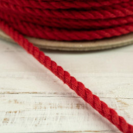 Twisted cotton cord 3 mm - red