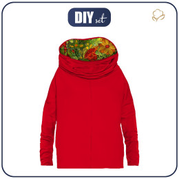 SNOOD SWEATSHIRT (FURIA) - RED / FLOWER JUNGLE - looped knit fabric 