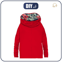SNOOD SWEATSHIRT (FURIA) - RED / RED POPPIES (RED GARDEN) - looped knit fabric 