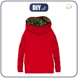 SNOOD SWEATSHIRT (FURIA) - RED / MINI RED GARDEN (PARADISE GARDEN) - looped knit fabric 