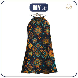 DRESS "DALIA" MINI - MANDALA pat. 5 / emerald - sewing set