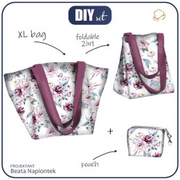XL bag with in-bag pouch 2 in 1 - WATERCOLOR BOUQUET Pat. 2 - sewing set