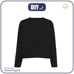 HOMEWEAR velour sweatshirt "EVA" - BLACK - sewing set