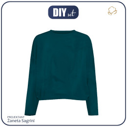 HOMEWEAR velour sweatshirt "EVA" - SMARAGD - sewing set