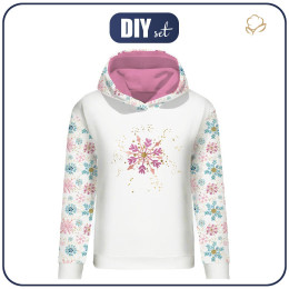 CLASSIC WOMEN’S HOODIE (POLA) - SNOWFLAKES MIX - looped knit fabric 
