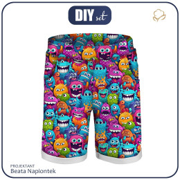 KID`S SHORTS (RIO) - CRAZY MONSTERS PAT. 3 - looped knit fabric 