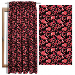 RED FLOWERS pat. 3 (RED GARDEN) - Blackout curtain fabric