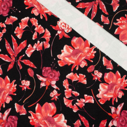 50cm - RED FLOWERS pat. 3 (RED GARDEN) - looped knit fabric