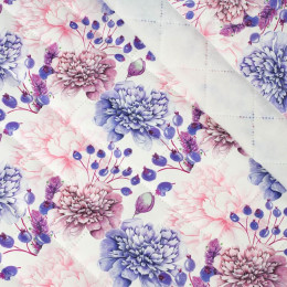 PURPLE PEONIES (IN THE MEADOW) - Quilted nylon fabric 