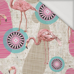 FLAMINGOS AND ROSETTES - Viscose jersey