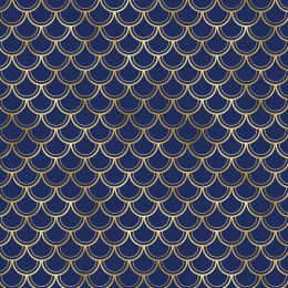 GOLDEN FISH SCALES pat. 2 (GOLDEN OCEAN) / dark blue