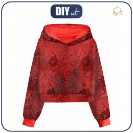 Cropped hoodie (IDA) - RED LACE - sewing set