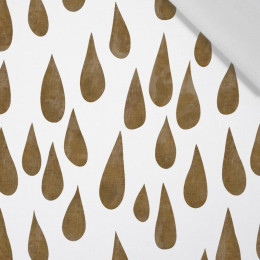 BIG DROPS (light brown) / white  - Cotton woven fabric