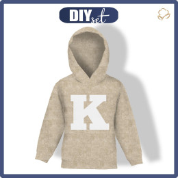 KID'S HOODIE (ALEX) - "K" / acid wash beige - looped knit fabric