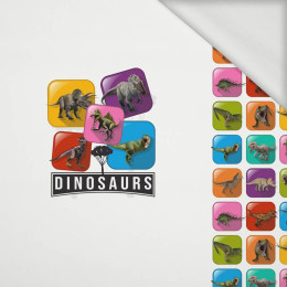 DINO TILES PAT. 2 / pink - Panoramic panel - looped knit fabric with elastane