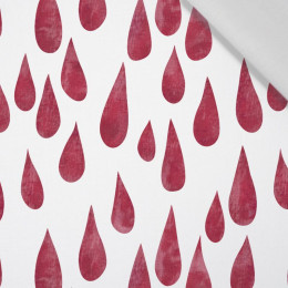 BIG DROPS (carmine) / white  - Cotton woven fabric