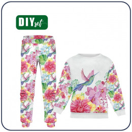 Children's tracksuit (MILAN) - HUMMINGBIRDS AND FLOWERS pat. 2 - sewing set