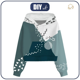 Cropped hoodie (IDA) - COLOR BLOCK pat. 6 - sewing set