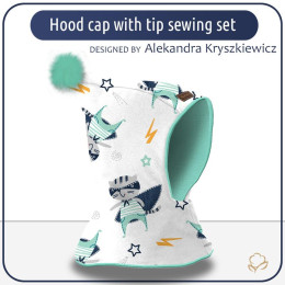 Kid’s hood cap sewing set  - SUPERCAT / white - mint
