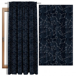 CONSTELLATIONS pat. 2 (GALACTIC ANIMALS) / navy - Blackout curtain fabric