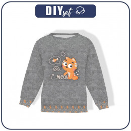 CHILDREN'S (NOE) SWEATSHIRT - CATS / meow (CATS WORLD ) / ACID WASH GREY - looped knit fabric 