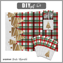 NAPKINS AND RUNNER - GRID / CHRISTMAS TREES - sewing set