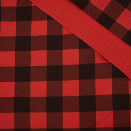 30% 100cm VICHY GRID / black-red - single jersey 