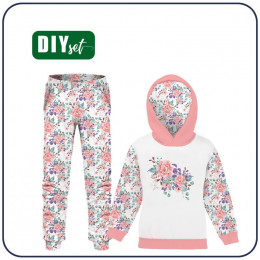 Children's tracksuit (OSLO) - WILD ROSE FLOWERS PAT. 1 (BLOOMING MEADOW) - looped knit fabric 