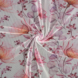 50% 150cm FLOWERS pat. 4 (pink) - Elastic tulle mesh