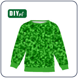 CHILDREN'S (NOE) SWEATSHIRT - PIXELS pat. 2 / green - looped knit fabric 