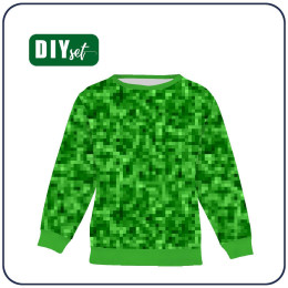 CHILDREN'S (NOE) SWEATSHIRT - PIXELS pat. 2 / green - looped knit fabric (146/152)