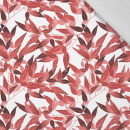 LEAVES pat. 7 (red) - Cotton woven fabric