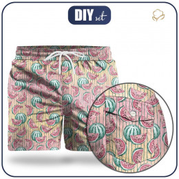 Men's swim trunks - TROPICAL TRIANGLES WATERMELONS  - sewing set