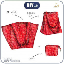 XL bag with in-bag pouch 2 in 1 - RASPBERRIES - sewing set