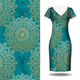 MANDALA pat. 5 / emerald - dress panel Linen 100%
