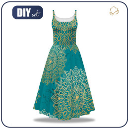 DRESS "ISABELLE" - MANDALA pat. 5 / emerald - sewing set