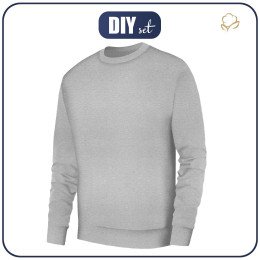 MEN’S SWEATSHIRT (OREGON) BASIC - M-01 melange light grey - looped knit fabric 