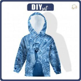 KID'S HOODIE (110/116) - PEACOCK (CLASSIC BLUE) - looped knit fabric