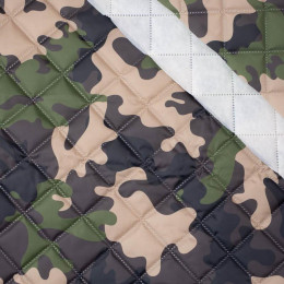 CAMOUFLAGE OLIVE - Quilted nylon fabric 