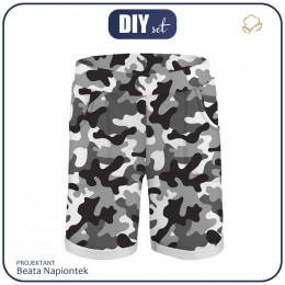 KID`S SHORTS (RIO) - CAMOUFLAGE GREY - looped knit fabric 