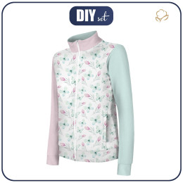 "MAX" CHILDREN'S TRAINING JACKET - BUTTERFLIES AND TULIPS (WATER-COLOR BUTTERFLIES) - knit with short nap