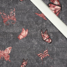 BUTTERFLIES (GLITTER BUTTERFLIES) / ACID WASH GREY - looped knit fabric